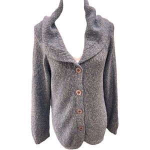 Vintage Anthropologie Sleeping On Snow Blue Wool Collared Button Cardigan L Y2K